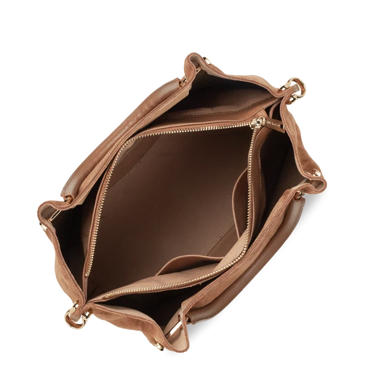Sac Porte-Main Louisa – Suédé Moka – Lancaster Paris