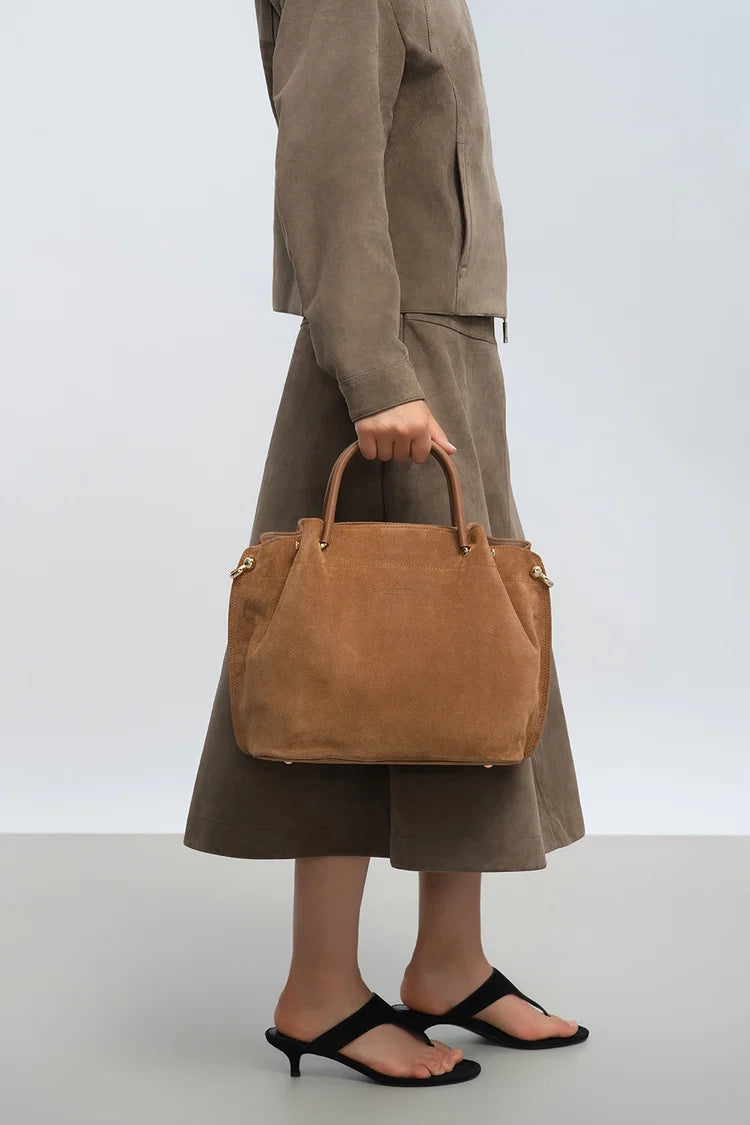Sac Porte-Main Louisa – Suédé Moka – Lancaster Paris