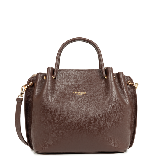 Sac Porte-Mains Zippé Foulonne Double Louisa Marron Opaque – Lancaster Paris