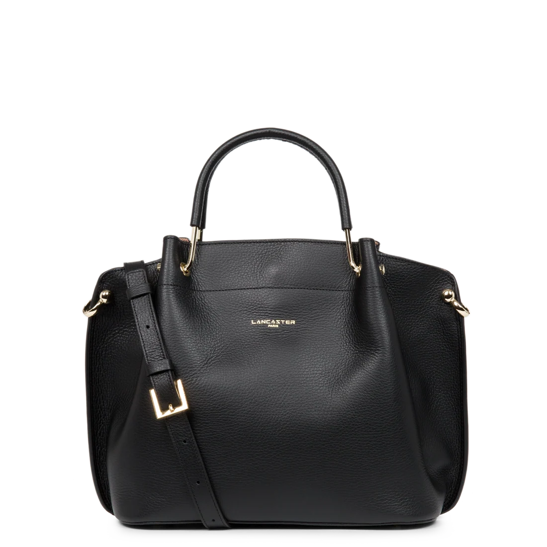 Sac à Main Foulonne Double Noir Intérieur Nude – Lancaster Paris