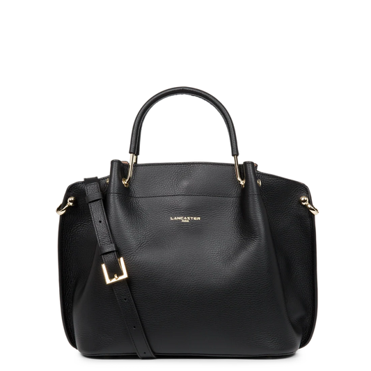 Sac à Main Foulonne Double Noir Intérieur Nude – Lancaster Paris