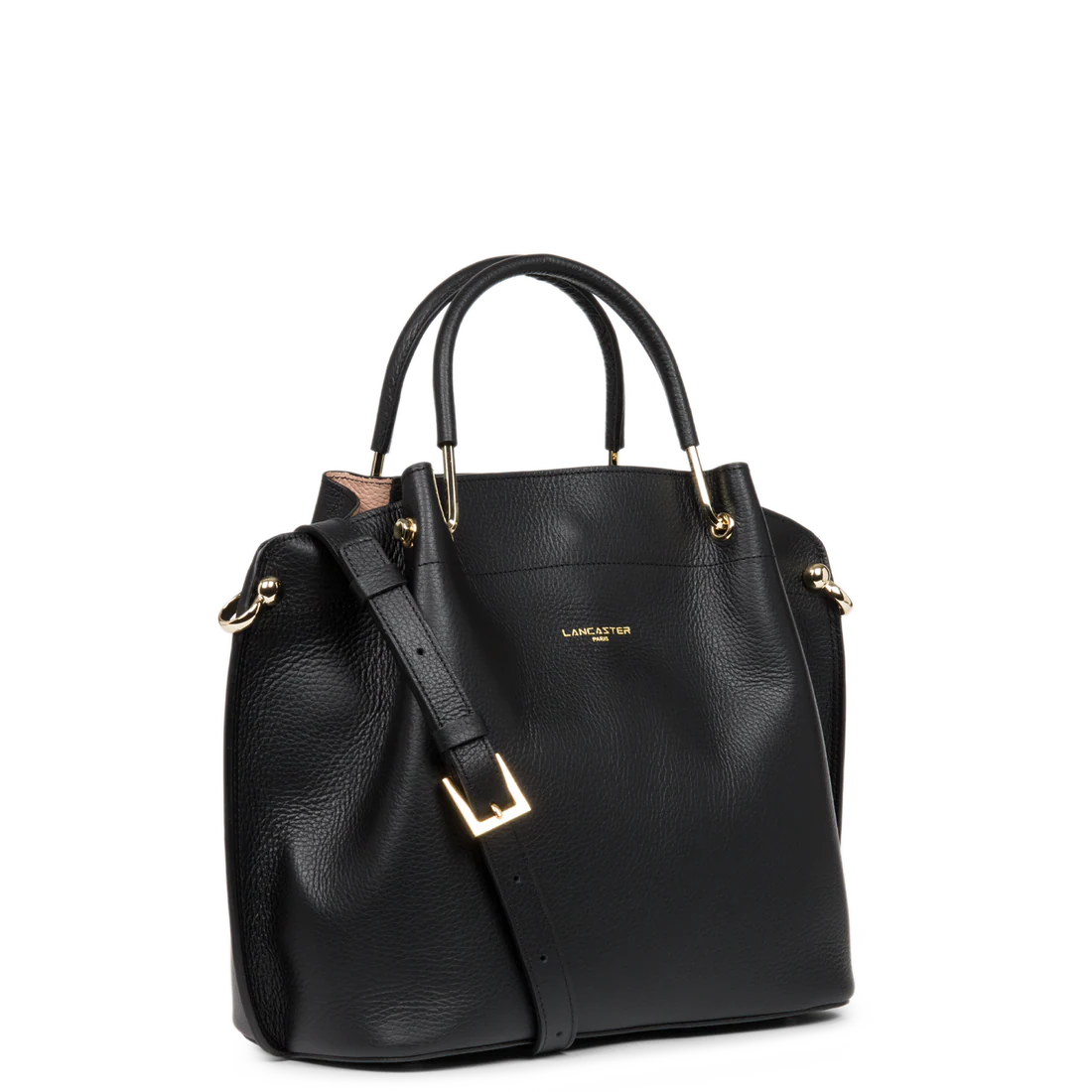 Sac à Main Foulonne Double Noir Intérieur Nude – Lancaster Paris