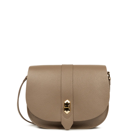 Sac Porte-Mains Zippé Foulonne Double Taupe Intérieur Or M – Lancaster Paris
