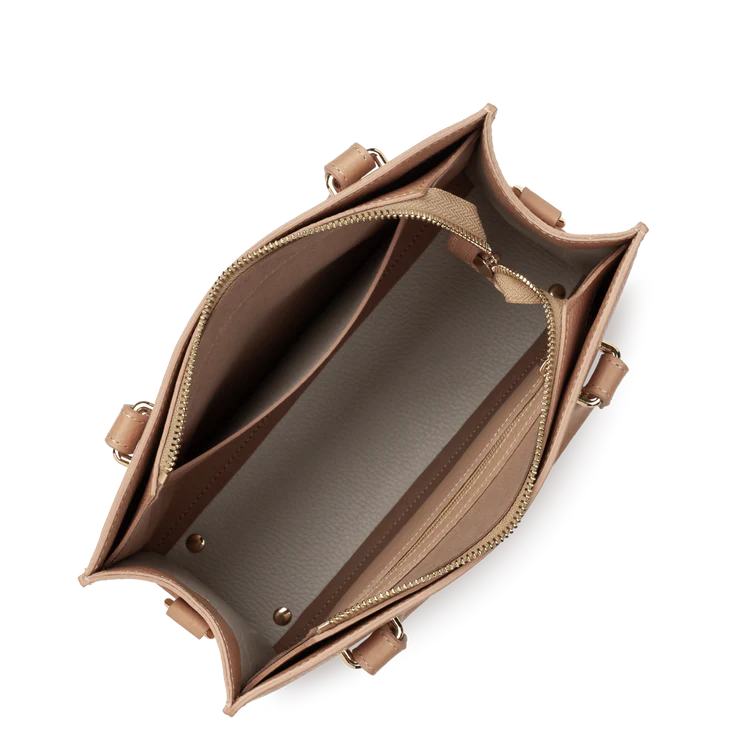 Sac Porte-Mains Zippé Foulonne Double Daily Naturel Intérieur Beige M – Lancaster Paris