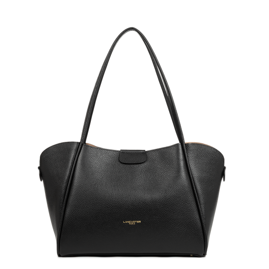 Sac Cabas Épaule Foulonne Double XL Noir Intérieur Nude – Lancaster Paris