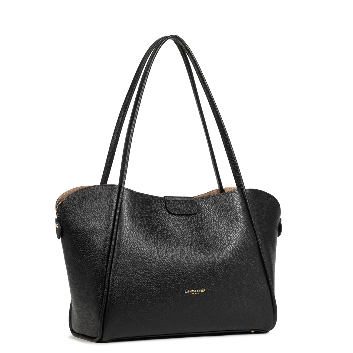 Sac Cabas Épaule Foulonne Double XL Noir Intérieur Nude – Lancaster Paris