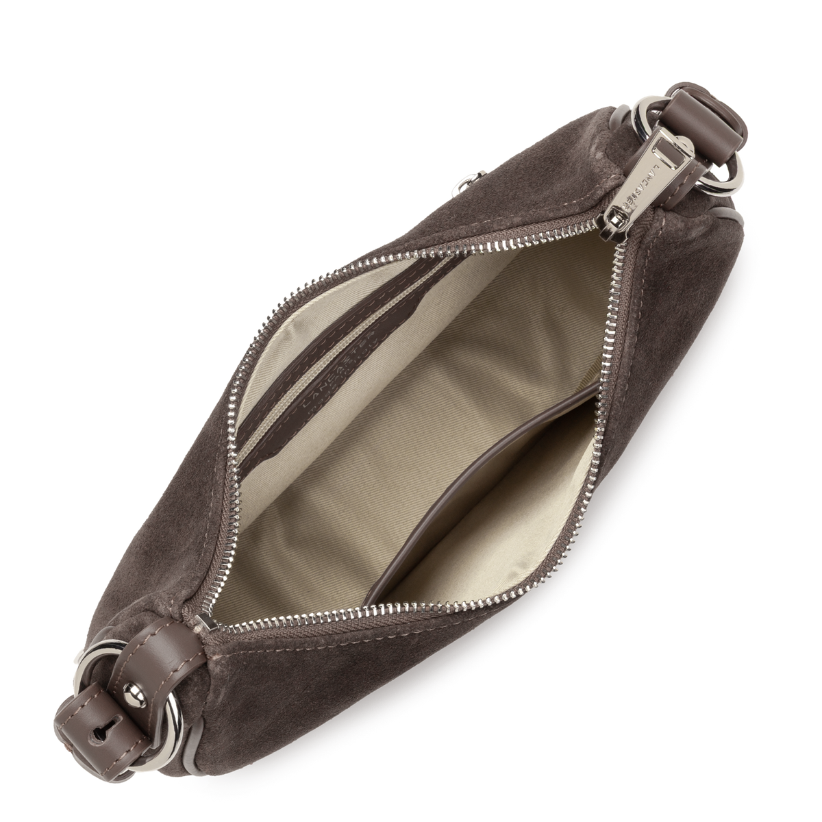 Sac Besace Zippé Suède S Marron – Lancaster Paris