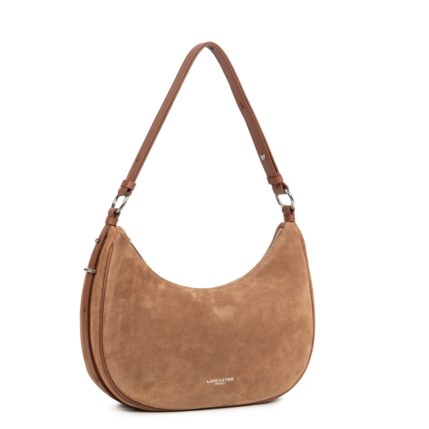Sac Besace Zippé L – Suède Camel – Lancaster Paris