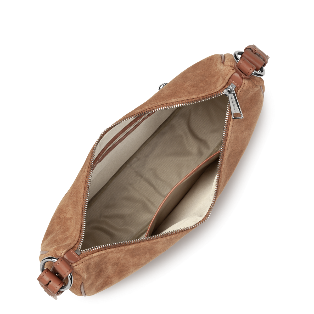 Sac Besace Zippé L – Suède Camel – Lancaster Paris