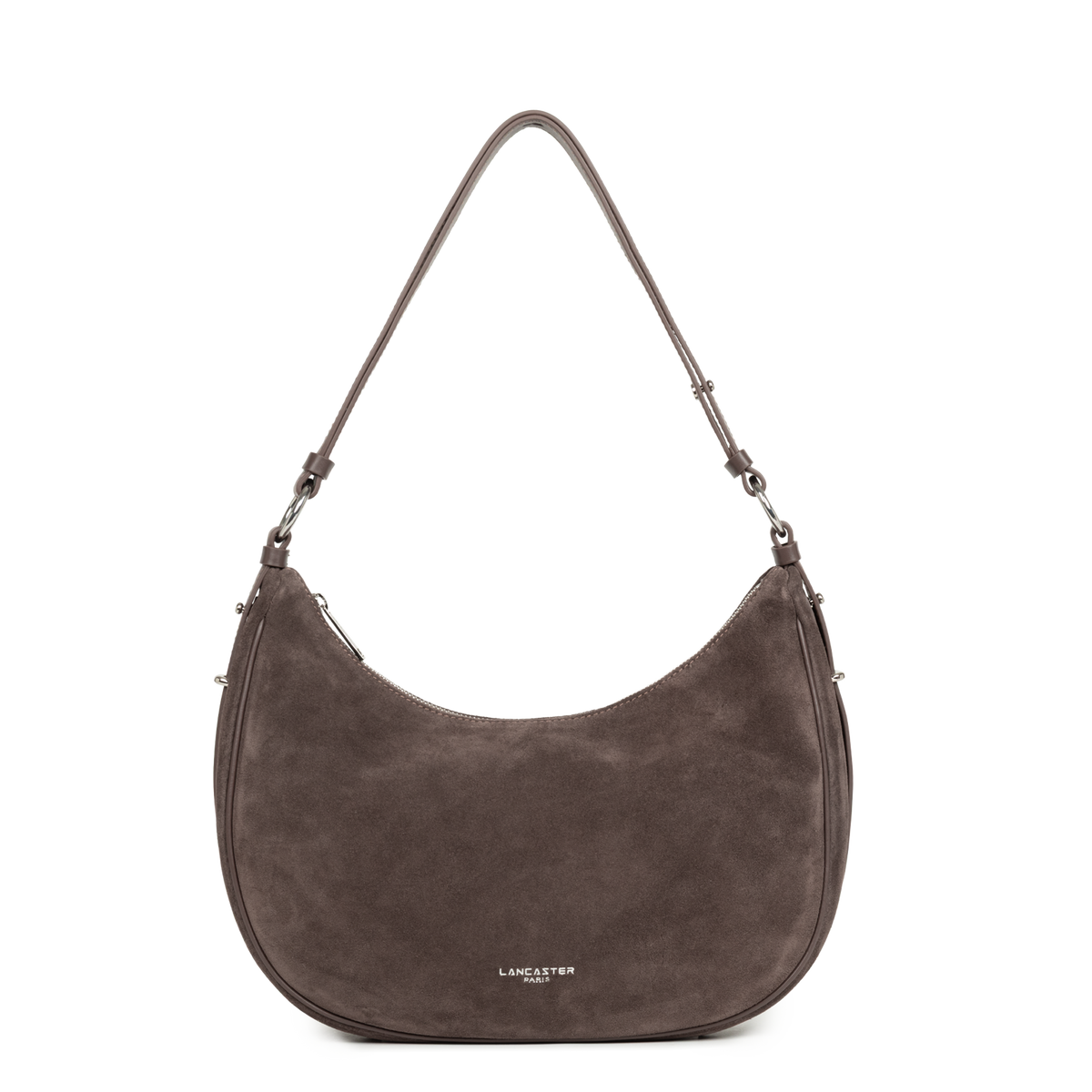 Sac Besace Zippé Suède L Marron – Lancaster Paris