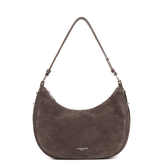 Sac Besace Zippé Suède L Marron – Lancaster Paris