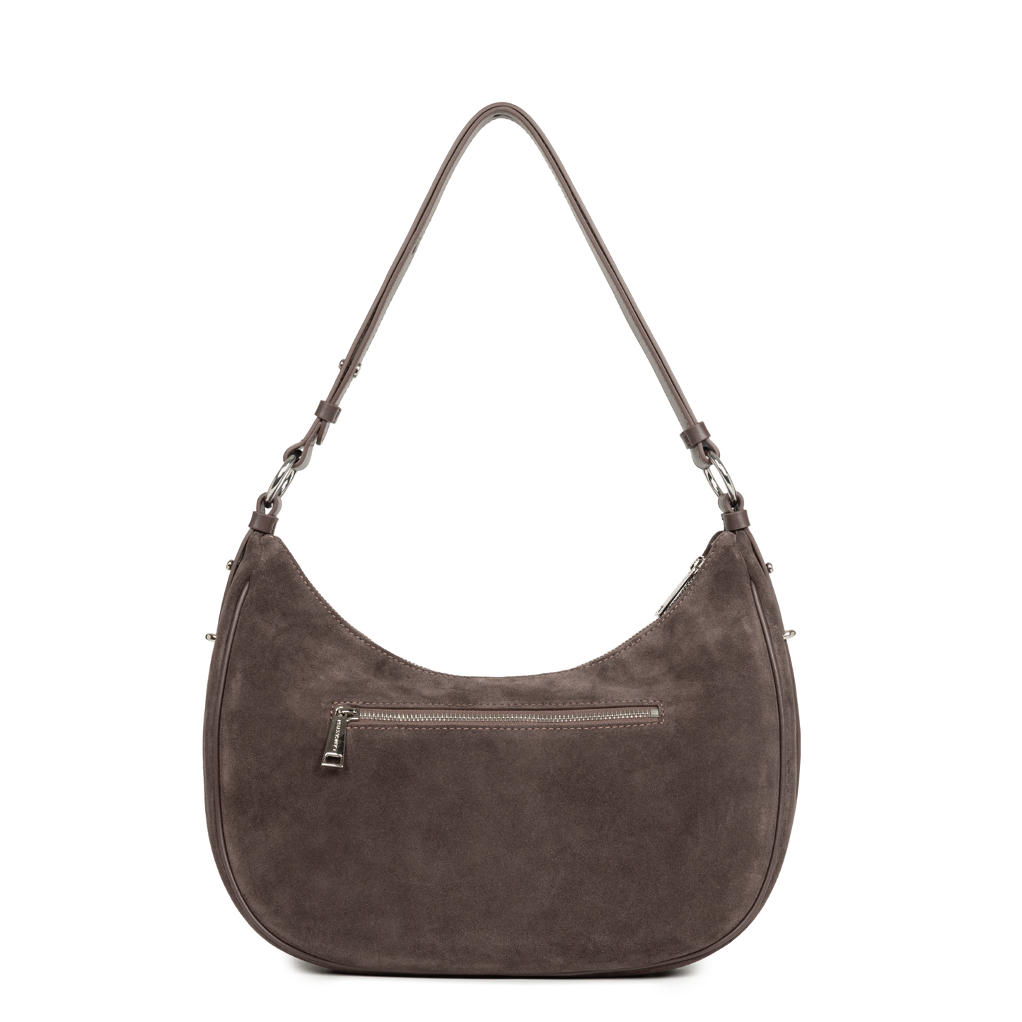 Sac Besace Zippé Suède L Marron – Lancaster Paris