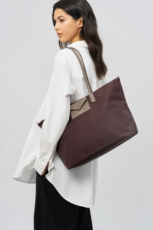 Sac Cabas Épaule Zippé Smart KBA Bordeaux Taupe L – Lancaster Paris