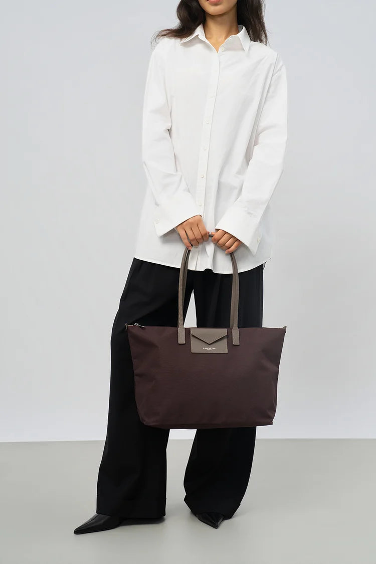 Sac Cabas Épaule Zippé Smart KBA Bordeaux Taupe L – Lancaster Paris
