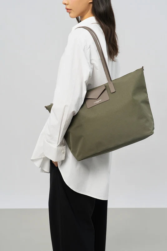 Sac Cabas Épaule Zippé Smart KBA Kaki Taupe L – Lancaster Paris