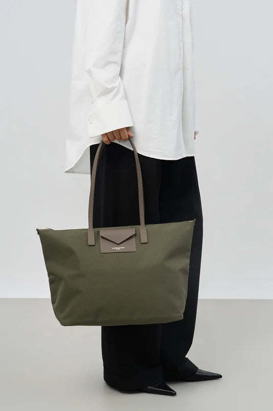 Sac Cabas Épaule Zippé Smart KBA Kaki Taupe L – Lancaster Paris