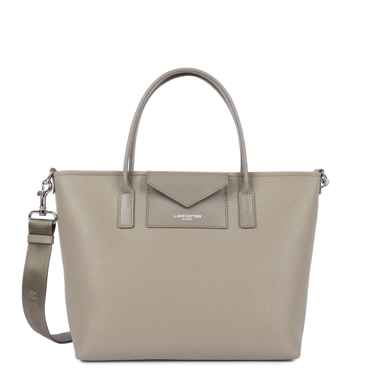 Sac Cabas Mains Zippé Maya Double Galet Foncé – Lancaster Paris