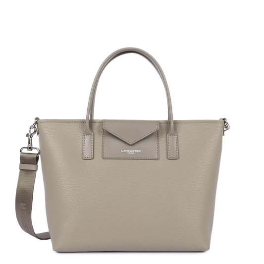 Sac Cabas Mains Zippé Maya Double Galet Foncé – Lancaster Paris