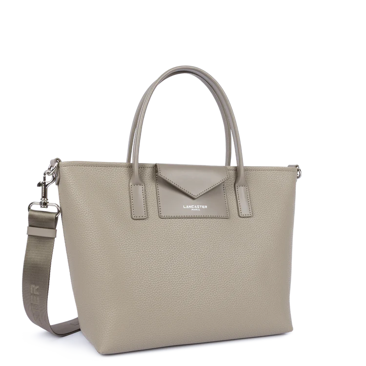 Sac Cabas Mains Zippé Maya Double Galet Foncé – Lancaster Paris