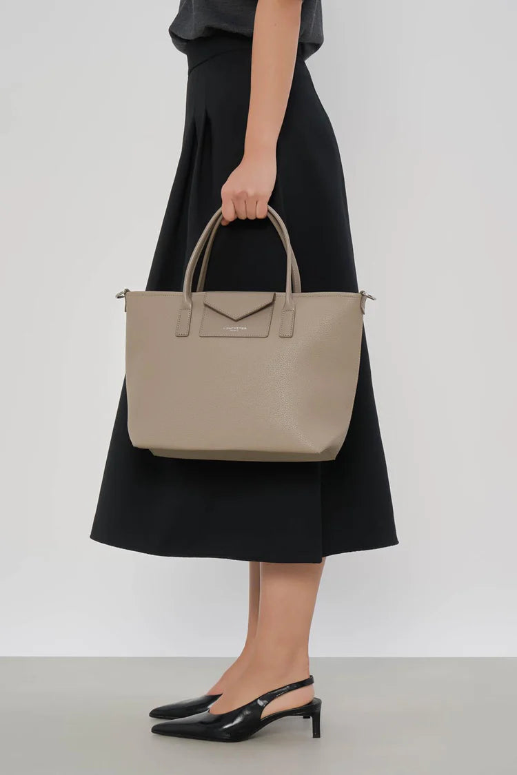 Sac Cabas Mains Zippé Maya Double Galet Foncé – Lancaster Paris