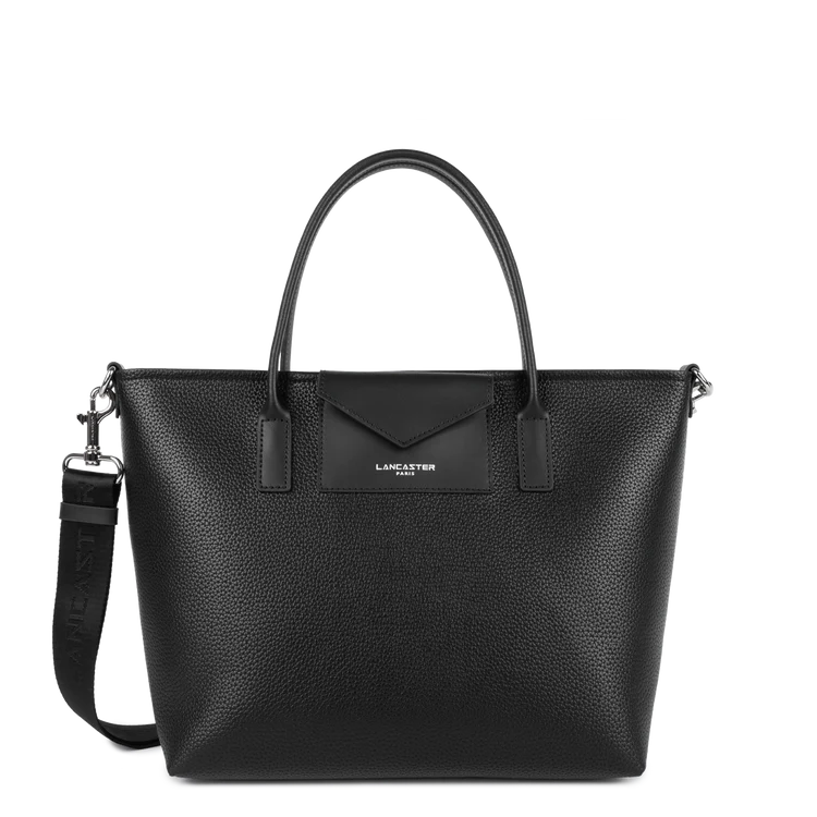 Sac Cabas Mains Zippé Maya Double Noir – Modèle 102 – Lancaster Paris