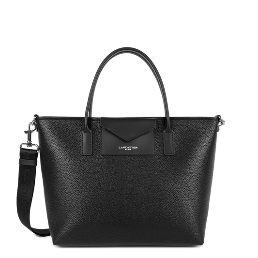 Sac Cabas Mains Zippé Maya Double Noir – Modèle 102 – Lancaster Paris