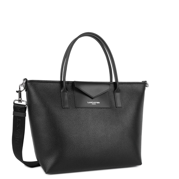 Sac Cabas Mains Zippé Maya Double Noir – Modèle 102 – Lancaster Paris
