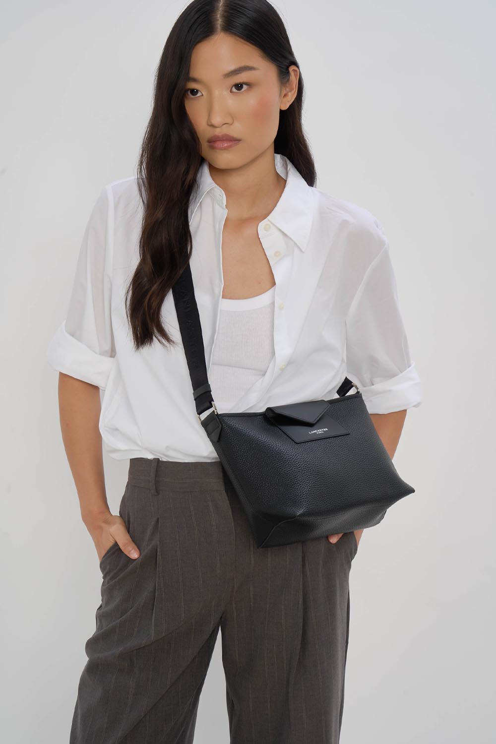 Sac Trotteur Zippé Maya Double Noir – Lancaster Paris