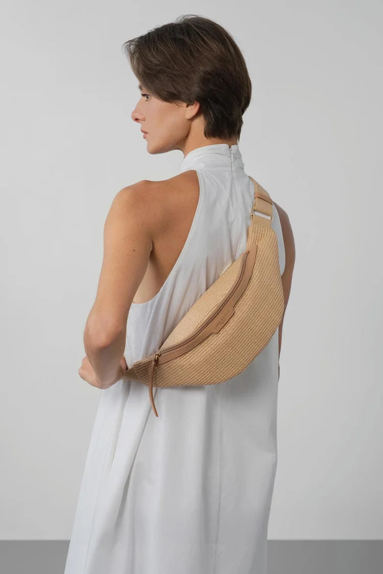 Sac Banane Mini Zippé Osier Naturel – Lancaster Paris