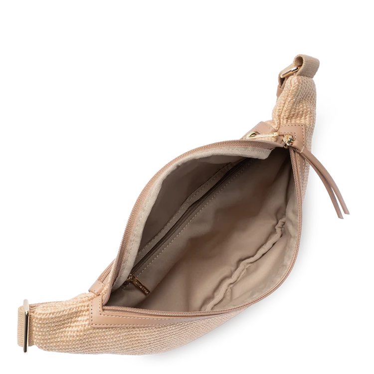 Sac Banane Mini Zippé Osier Naturel – Lancaster Paris