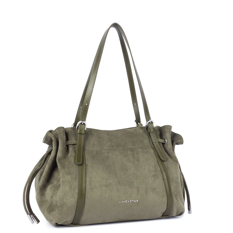 Sac Cabas Épaule Velvet Emma – Kaki – Lancaster Paris
