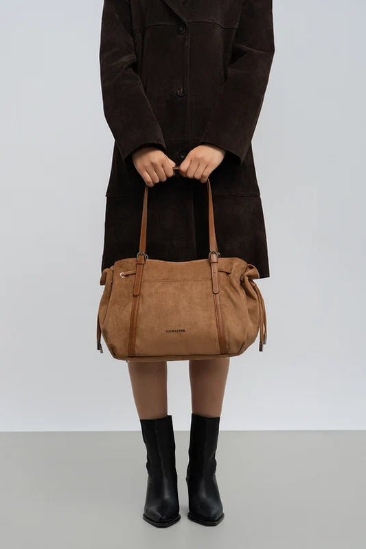 Sac Cabas Épaule Velvet Emma – Cuir Moka – Lancaster Paris