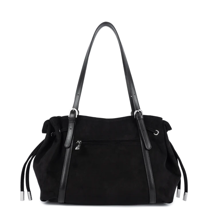Sac Cabas Épaule Zippé Velvet Emma Noir L – Lancaster Paris