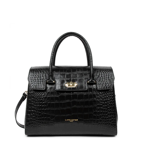 Sac Porte-Main Cuir Exotic Croco Noir L – Lancaster Paris