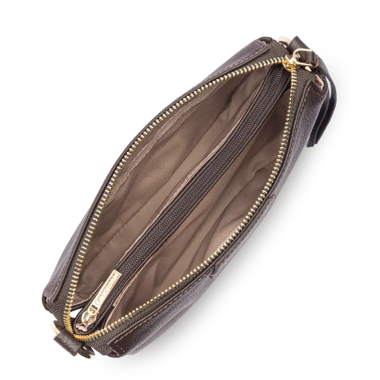 Pochette Bandoulière – Cuir Dune Marron Foncé – Lancaster Paris