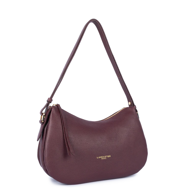 Sac Besace – Cuir Dune Bordeaux Foncé – Lancaster Paris