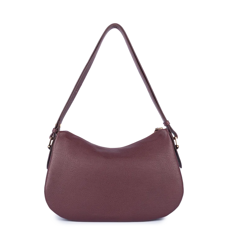 Sac Besace – Cuir Dune Bordeaux Foncé – Lancaster Paris