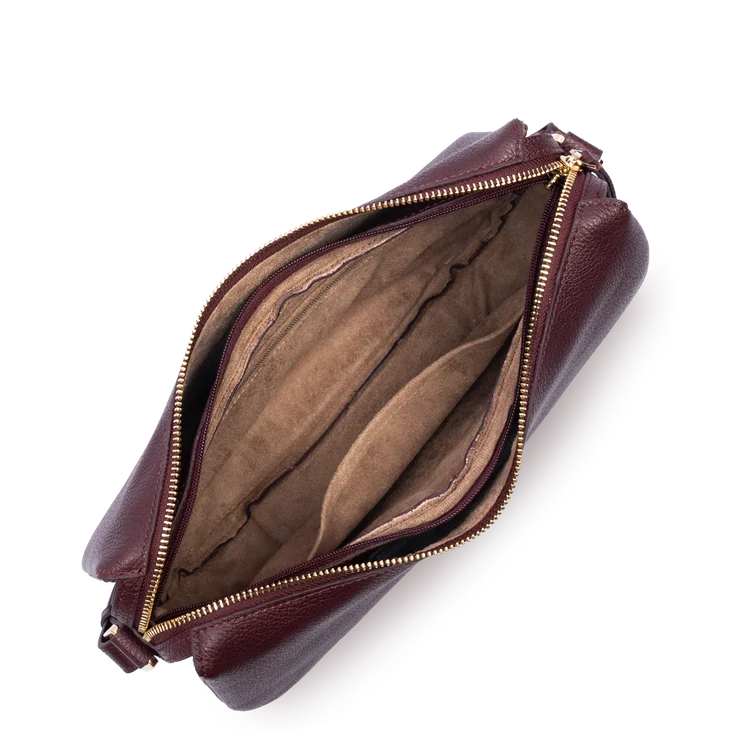 Sac Besace – Cuir Dune Bordeaux Foncé – Lancaster Paris