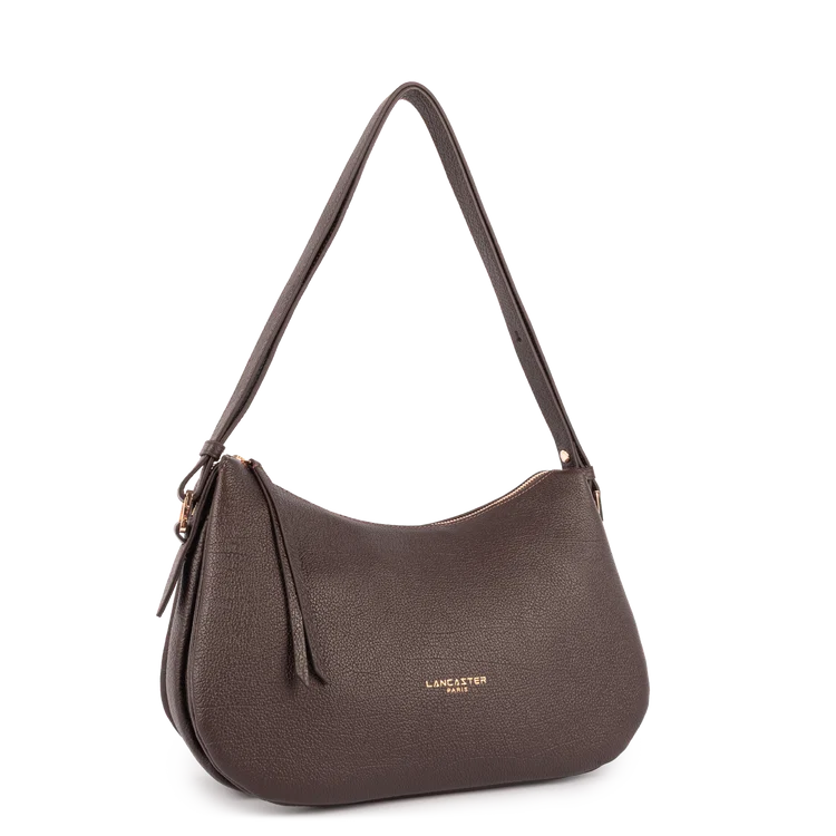 Sac Besace Zippé – Cuir Dune Marron Foncé – Lancaster Paris