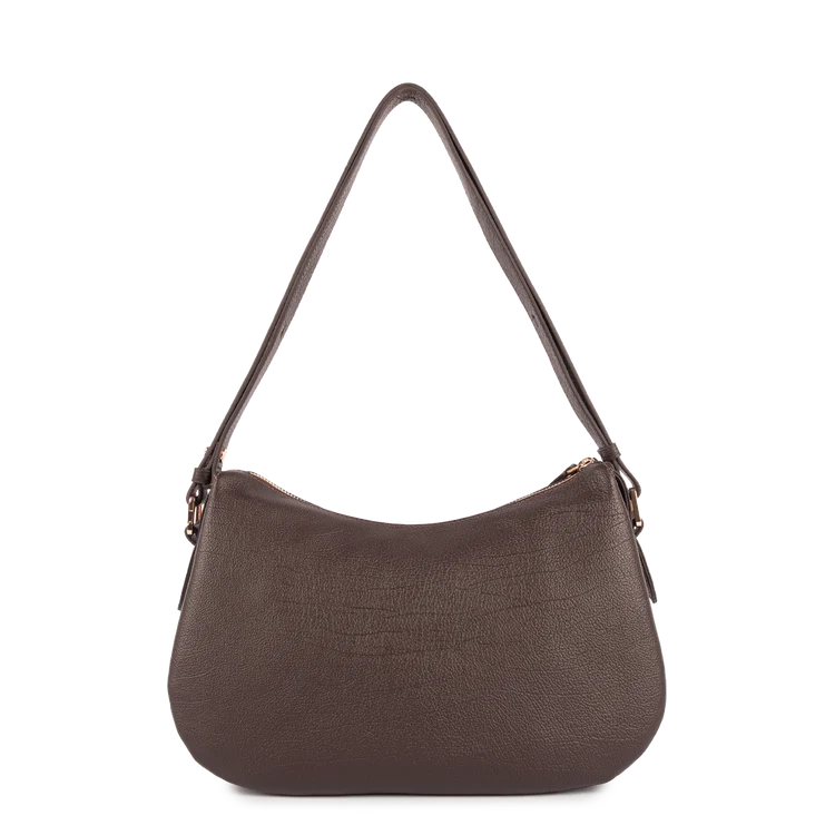Sac Besace Zippé – Cuir Dune Marron Foncé – Lancaster Paris
