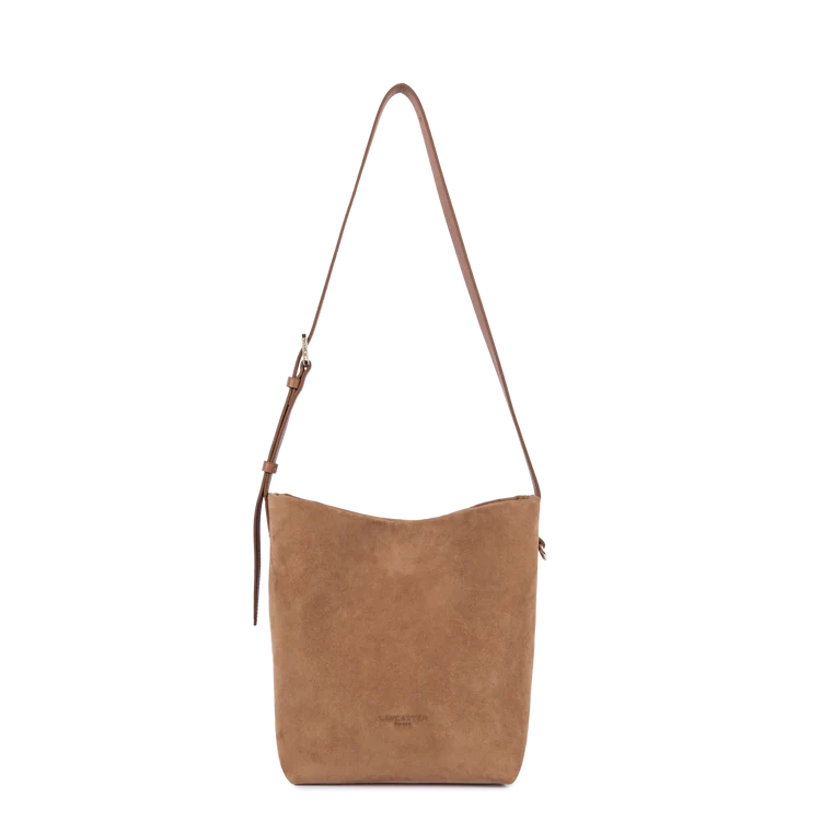 Sac Seau – Suédé Effet Velours Camel – Lancaster Paris