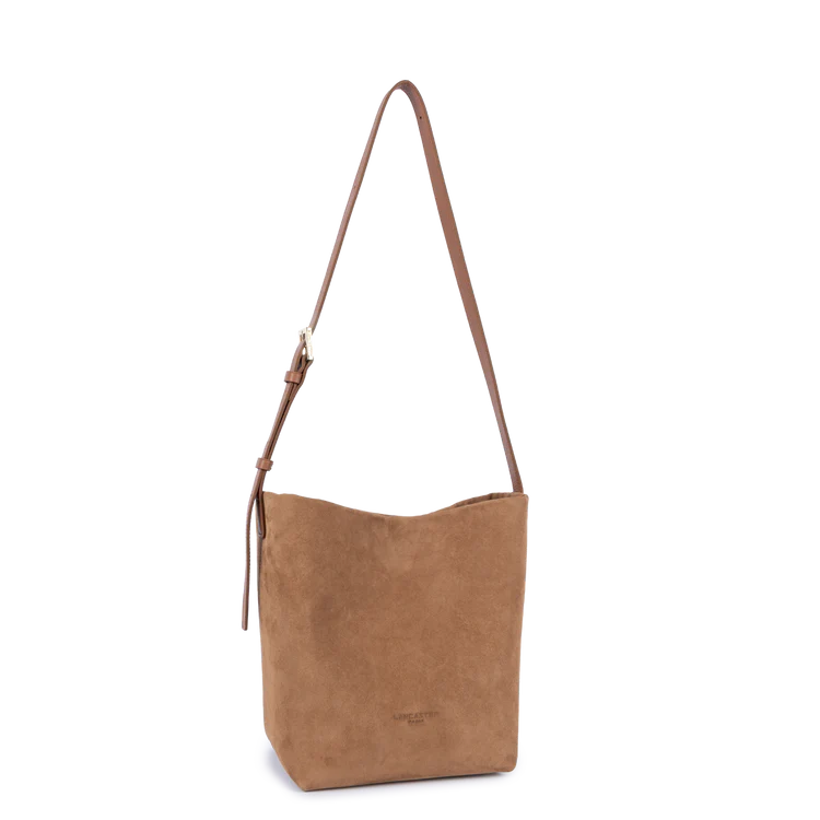 Sac Seau – Suédé Effet Velours Camel – Lancaster Paris
