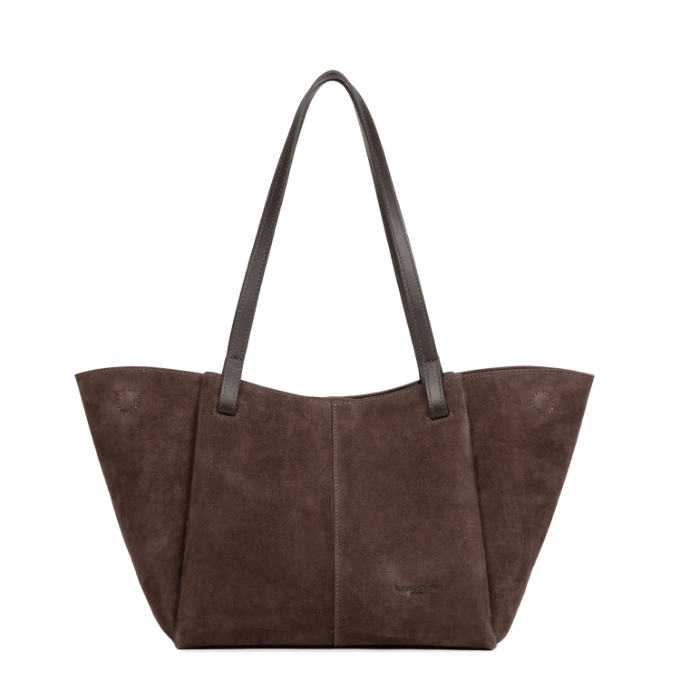 Sac Cabas Épaule – Suédé Effet Velours Marron – Lancaster Paris