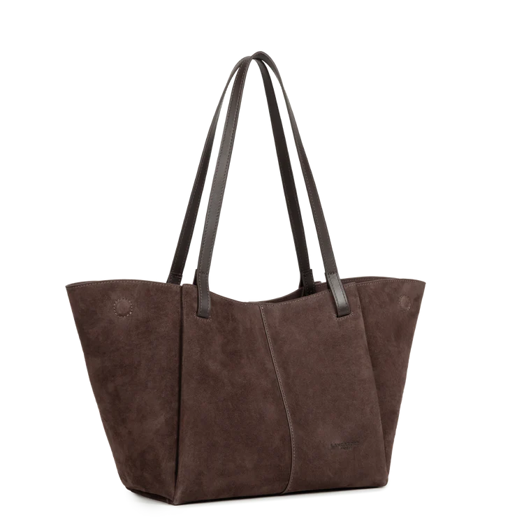 Sac Cabas Épaule – Suédé Effet Velours Marron – Lancaster Paris