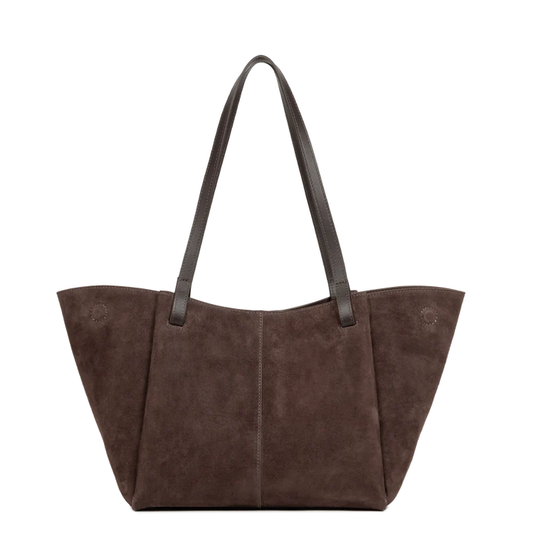 Sac Cabas Épaule – Suédé Effet Velours Marron – Lancaster Paris