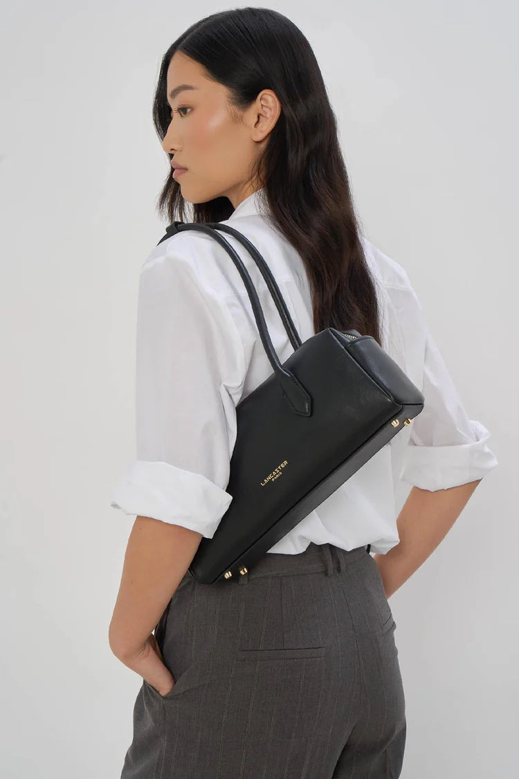Sac Donna Cube Cuir Lisse Noir – Lancaster Paris