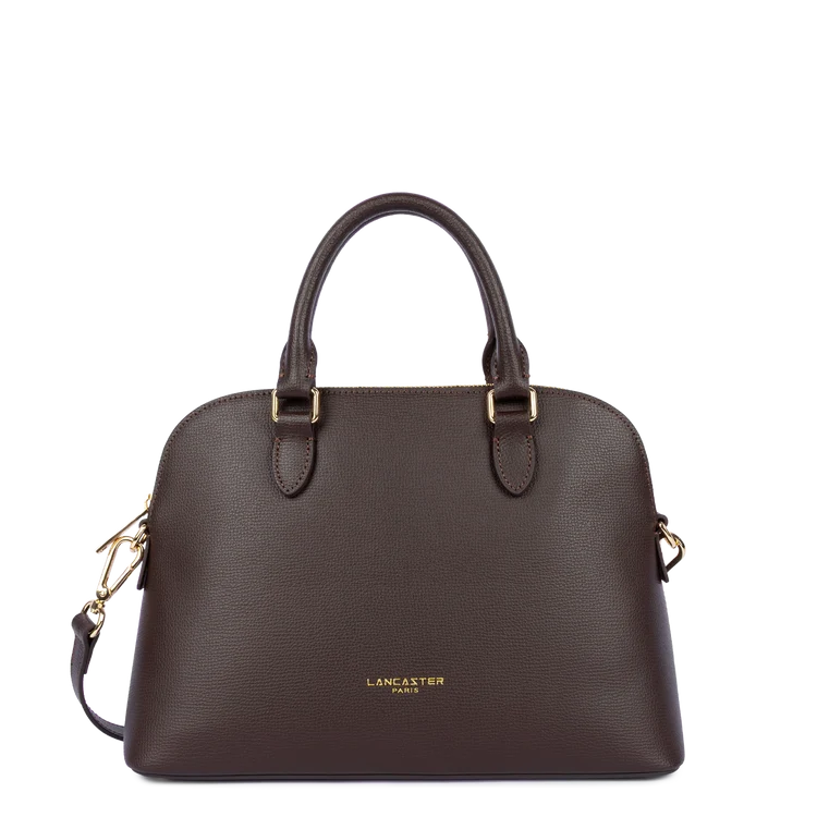 Sac Porté Main Cuir Grainé Marron Foncé – Lancaster Paris