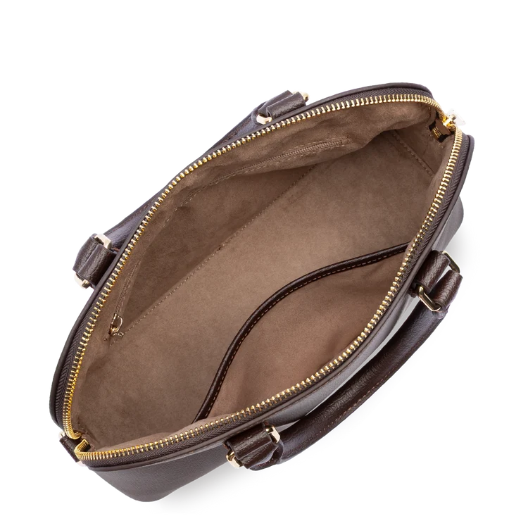 Sac Porté Main Cuir Grainé Marron Foncé – Lancaster Paris