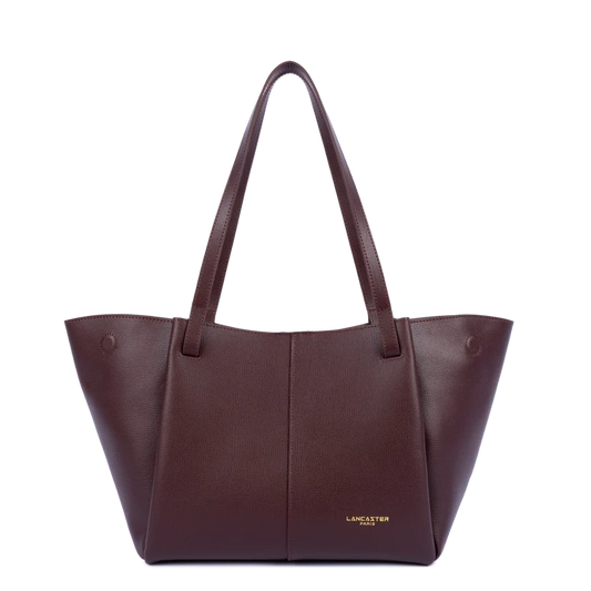 Sac Porté Épaule Cuir Grainé Bordeaux Foncé – Lancaster Paris