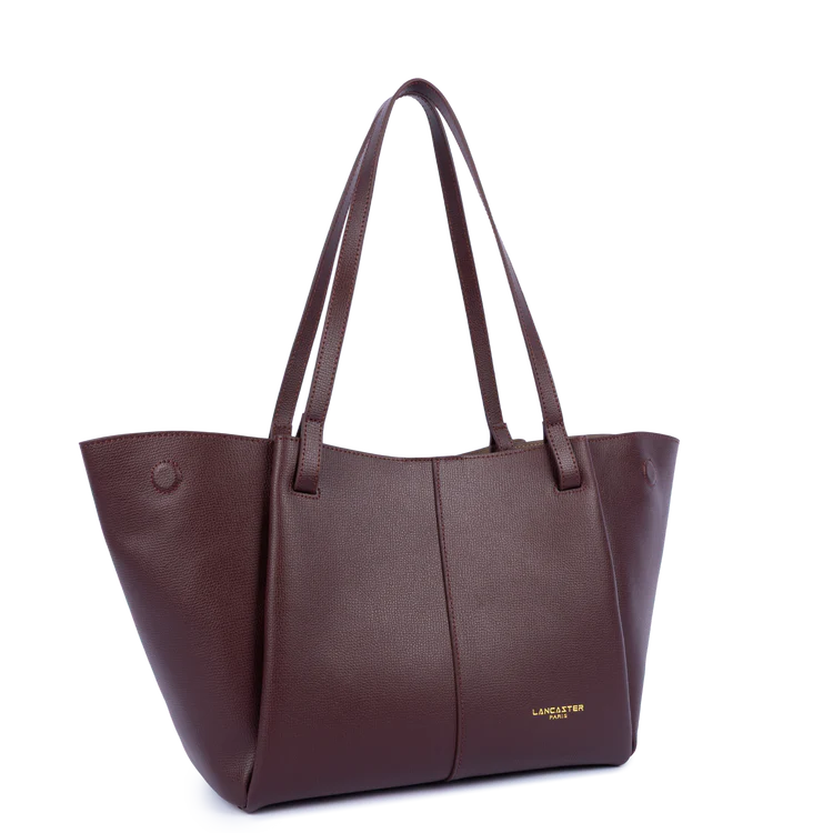 Sac Porté Épaule Cuir Grainé Bordeaux Foncé – Lancaster Paris